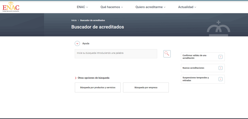 Buscador de acreditados ENAC