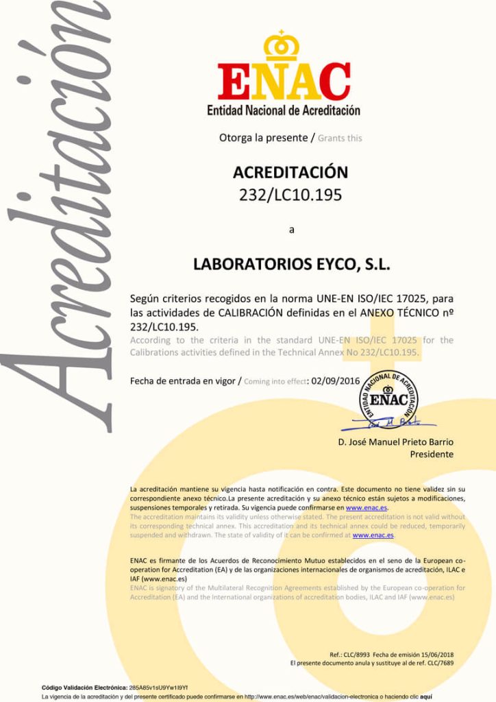 Acreditación Calibración